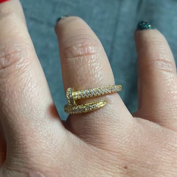 Juste Un Clou Nail Gold Zirconia Adjustable Ring - Picture 9 of 14